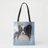 Tote Bag Jouet Papillon mignonne Chien espagnol à l'quai (Devant)