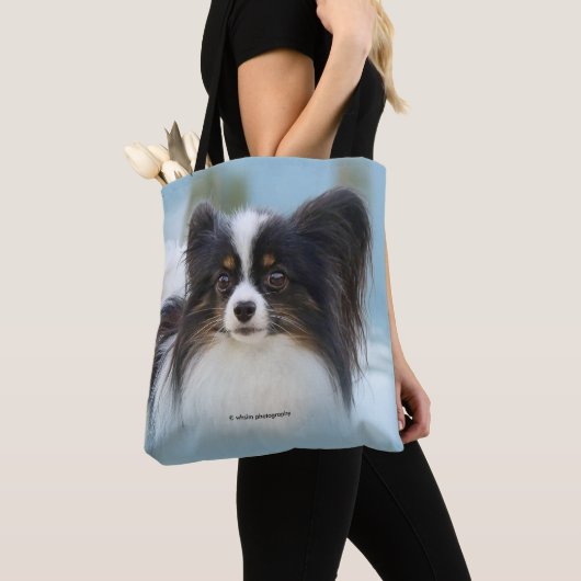 Tote Bag Jouet Papillon mignonne Chien espagnol à l'quai (De près)