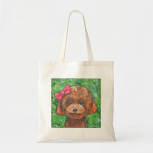 Tote Bag Jouet rouge mignon Poodle adorable Doodé doré Chio