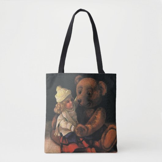 Tote Bag Jouets de Noël, poupée et ours en peluche (Devant)