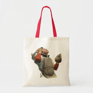 Tote Bag Joueur de baseball vintage, receveur regarde vers