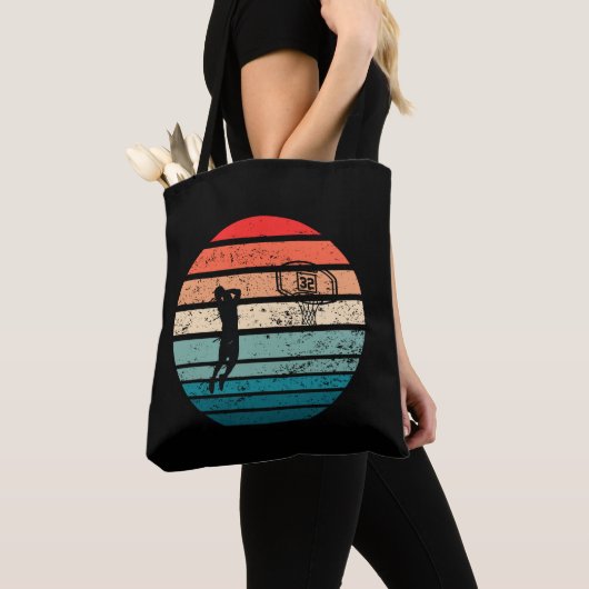 Tote Bag Joueur de basket-ball slunk coucher de soleil rétr (De près)