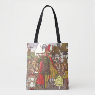 Tote Bag Joueur de flûte de Hamelin Conte de fée vintage pa