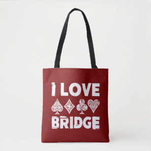Tote Bag Joueur de jeu de cartes de bridge que j'aime