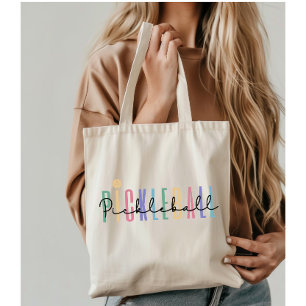 Tote Bag Joueur de Pickleball Typographie Coloré