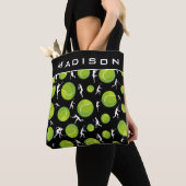Tote Bag Joueur de tennis Silhouette Motif Ajouter Nom de l (De près)