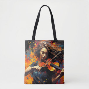 Tote Bag Joueur de violon Peinture Art Décor Abstrait