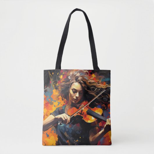 Tote Bag Joueur de violon Peinture Art Décor Abstrait (Devant)