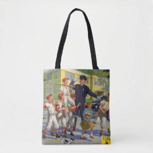 Tote Bag Joueurs de baseball vintage et agent de police de 