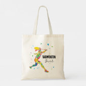 Tote Bag Joueuse de Badminton Abstrait Vibrant Joueuse (Dos)