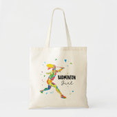 Tote Bag Joueuse de Badminton Abstrait Vibrant Joueuse (Devant)