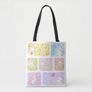 Tote Bag Jouez Un Joyeux Jour : Belle Illustration De Bunny