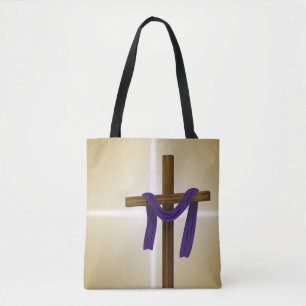 Tote Bag Jour de la résurrection du violet de la croix de P