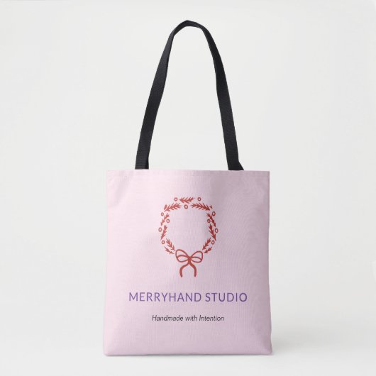 Tote Bag Jour de Noël blanc rose main tiré (Devant)