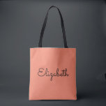 Tote Bag Jour des mères Remplacer votre nom Texte Saumon Or<br><div class="desc">Remplacez votre script Nom Texte Ici Elégant Moderne Minimaliste Design Typographie Modèle Fête des Mères Saumon Orange Shopping Shoulder Sac fourre-tout.</div>