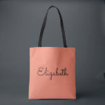 Tote Bag Jour des mères Remplacer votre nom Texte Saumon Or<br><div class="desc">Remplacez votre script Nom Texte Ici Elégant Moderne Minimaliste Design Typographie Modèle Fête des Mères Saumon Orange Shopping Shoulder Sac fourre-tout.</div>