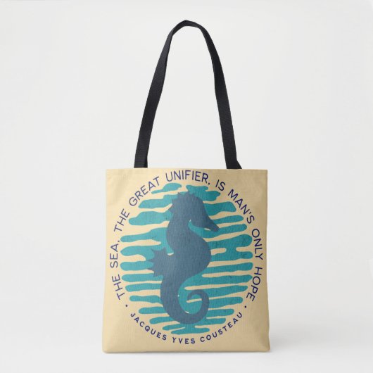 Tote Bag Jour des terres, Hippocampe et Vagues, Nettoyer l' (Devant)