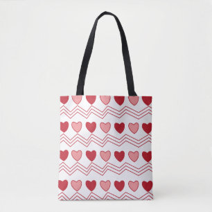Tote Bag Jour des Valentines du Motif des Coeurs Roses Roug