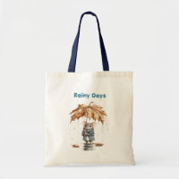 Jours Pluvieux Souris Bleue Feuille Parapluie Chat