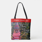 Tote Bag Jours Soyez Joyeux Brillant Russe Noël Snowman Nom (Dos)