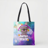 Tote Bag Jovely Grey Kawaii Koala avec Rainbow Stars (Devant)