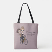 Tote Bag Jovely Mom/Daughter on Bicycle Dessin "Maman Cool" (Dos)
