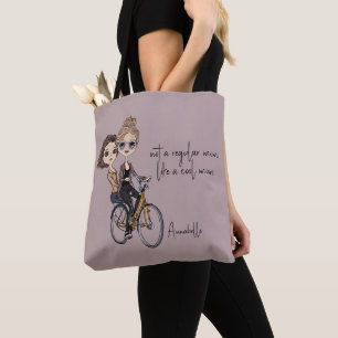 Tote Bag Jovely Mom/Daughter on Bicycle Dessin "Maman Cool"