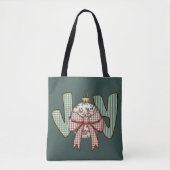 Tote Bag Joy Bow et l'ornement Préppy Noël (Devant)