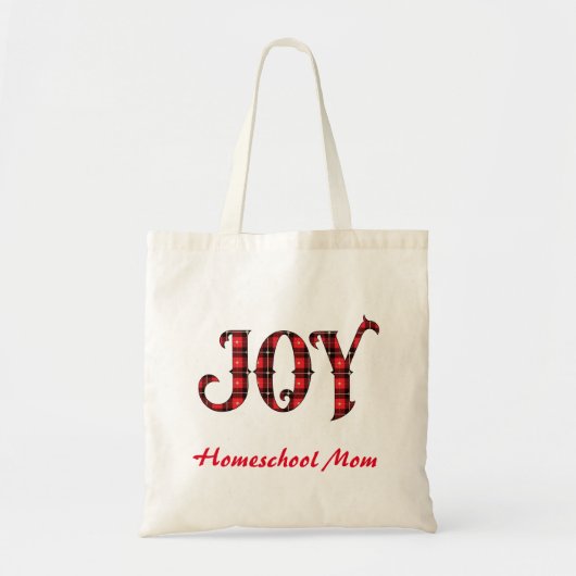 Tote Bag Joy Buffalo Plaid Homeschool Maman (Devant)