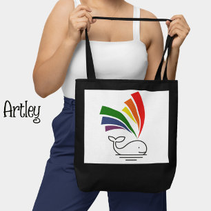 Tote Bag Joyeuse baleine Gay pride arc-en-ciel colorée