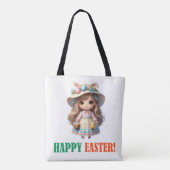 Tote Bag Joyeuse fête de Pâques - Fille (Dos)