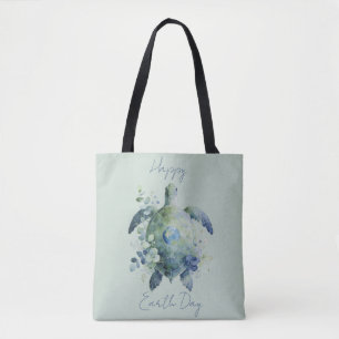 Tote Bag Joyeuse Journée de la Terre Dessin Tortue