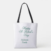 Tote Bag Joyeuse Saint-Patrick famille nom vert minimal (Dos)