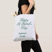 Tote Bag Joyeuse Saint-Patrick famille nom vert minimal (De près)
