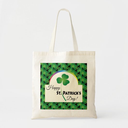 Tote Bag Joyeuse Saint-Patrick, Trèfle et Arc-en-ciel (Devant)