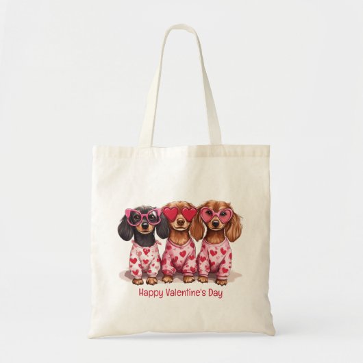 Tote Bag Joyeuse Saint-Valentin aux chiens Dachshund (Devant)