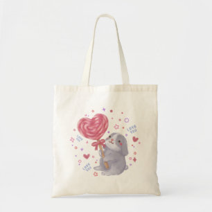 Tote Bag Joyeuse Saint-Valentin avec Bunny & Lollipop