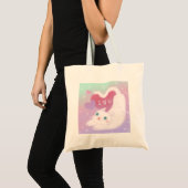 Tote Bag Joyeuse Saint-Valentin avec chat blanc duveteux (Devant (produit))