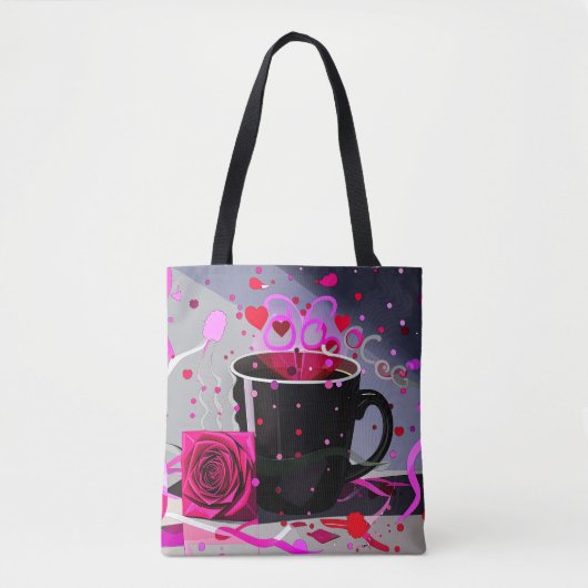 Tote Bag Joyeuse Saint-Valentin Café et Confettis (Devant)