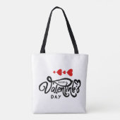 Tote Bag Joyeuse Saint-Valentin calligraphie Cœurs Rouges F (Dos)