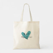 Tote Bag Joyeuse Saint-Valentin turquoise cœur nom lettre  (Dos)