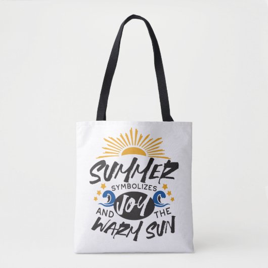 Tote Bag Joyeuses Bliss d'été - Citation Soleil Chaud (Devant)
