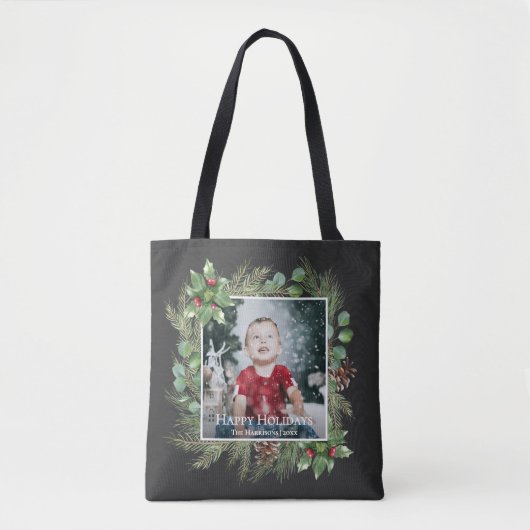 Tote Bag Joyeuses Fêtes Photo Verdure (Devant)