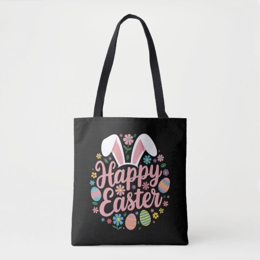 Tote Bag Joyeuses Pâques oeuf lapin (Devant)