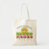 Tote Bag Joyeuses vacances Flamant rose rose Fourre-tout #h (Devant)