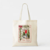 Tote Bag Joyeuses vacances Mistletoe Red Bow Family Photo (Dos)