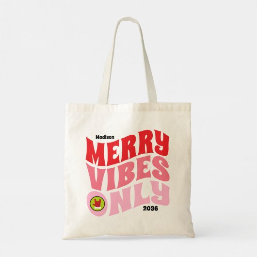 Tote Bag Joyeuses Vibes Uniquement Rose Rouge Fun Fun Fun N (Dos)