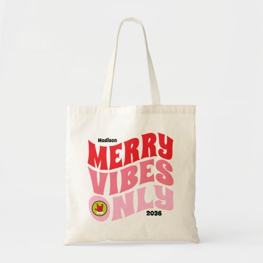 Tote Bag Joyeuses Vibes Uniquement Rose Rouge Fun Fun Fun N (Devant)