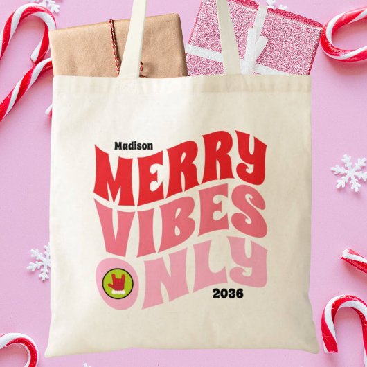 Tote Bag Joyeuses Vibes Uniquement Rose Rouge Fun Fun Fun N