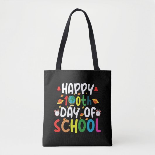 Tote Bag Joyeux 100e jour d'école enseignant élève (Devant)